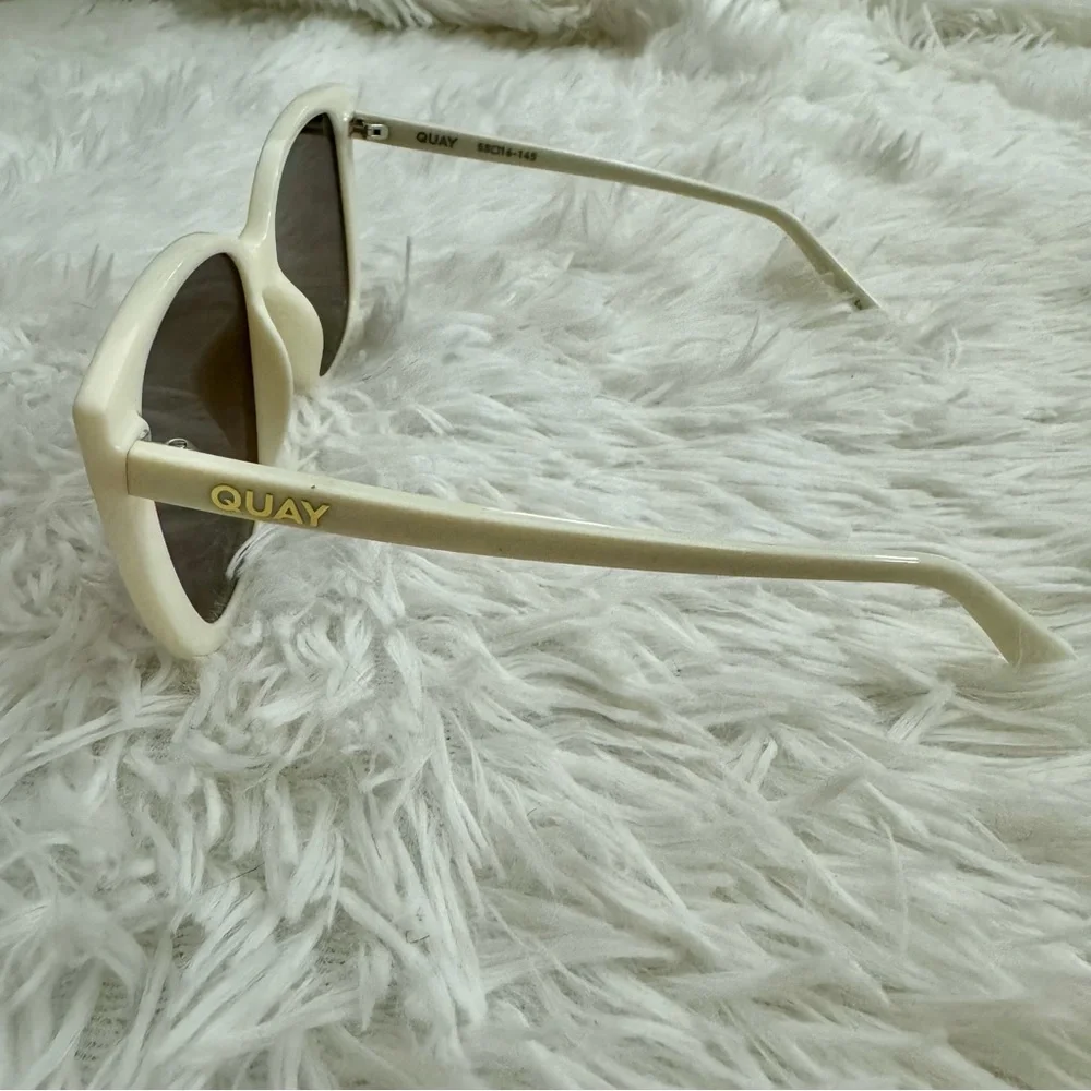 Quay Australia White Frame Black Lens Oversized Sunglasses